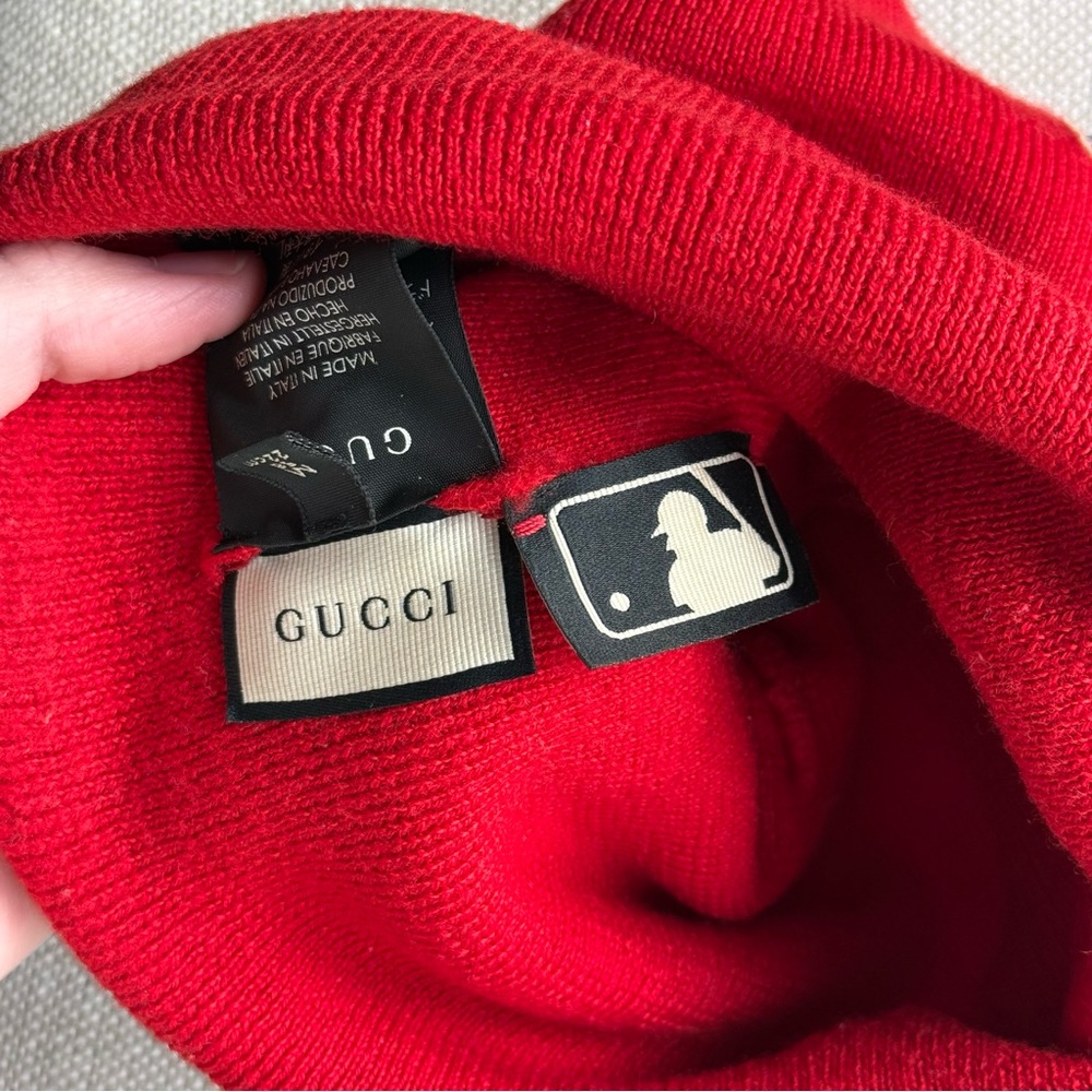 Gucci New York Yankees embroidered red beanie hat - Picture 5 of 6